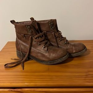 Brown combat boots